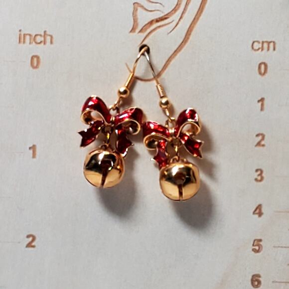 Christmas Ornament Earrings 1" Dangle Drop Pierced - Picture 1 of 3